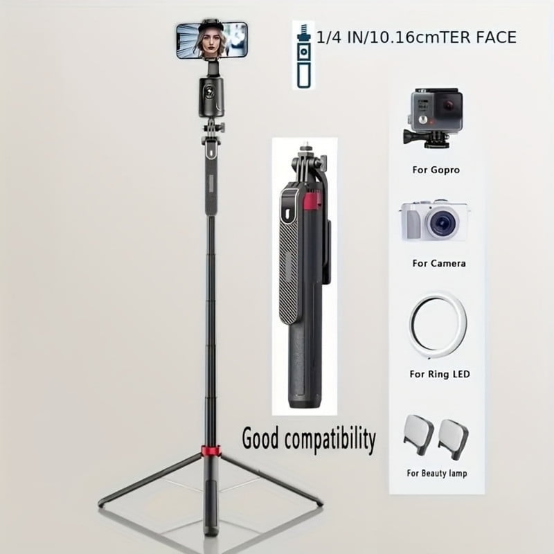 Portable Tripod with Selfie Stick, Height & Angle Adjustment, Good Compatibility, Sturdy & Durable
