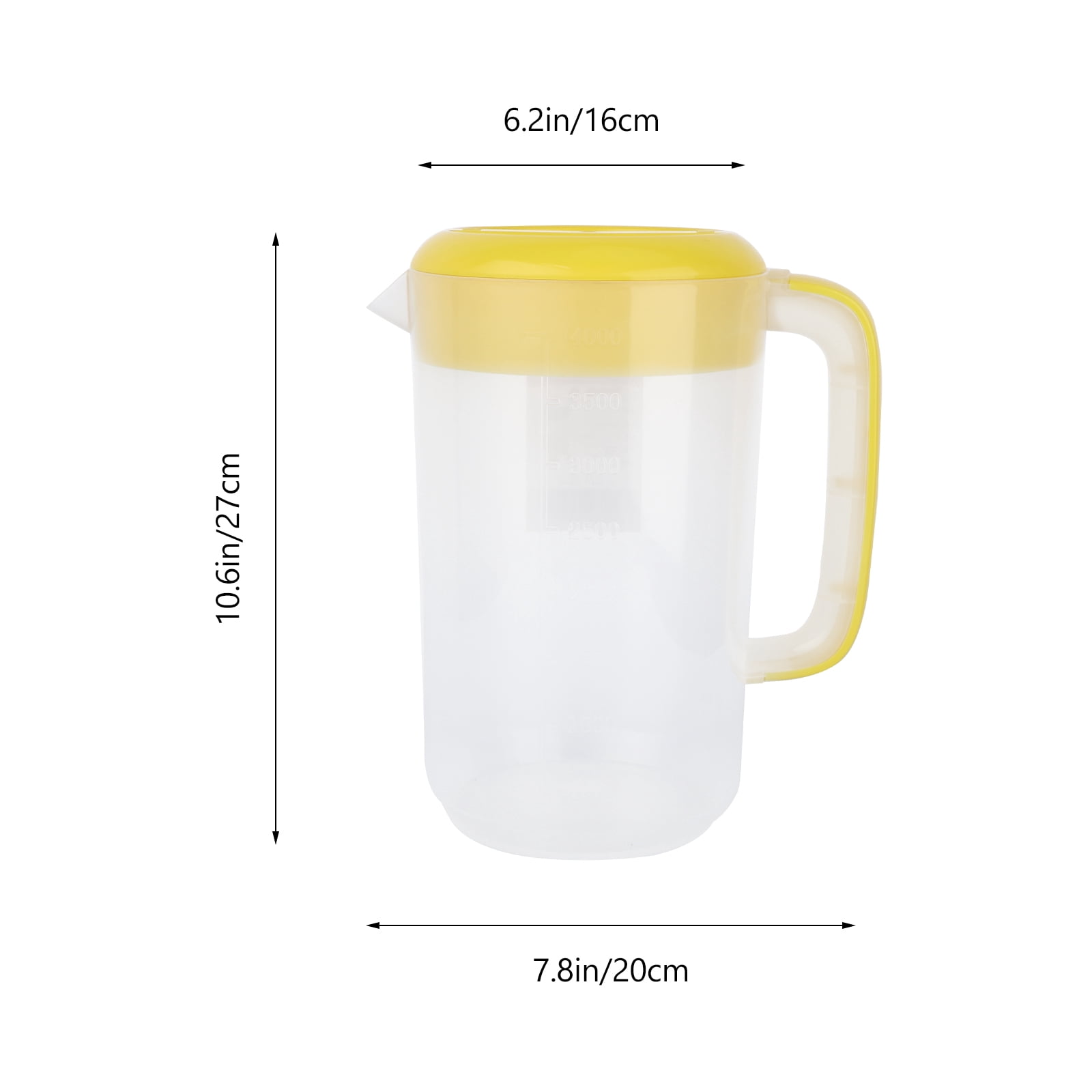 Homoyoyo Large Yellow Plastic Pitcher with Lid, PP Material, Ideal for Home, Cafe, Outdoor, and Daily Beverage Serving