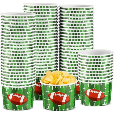 Football Snack Bowl Paper Game Day Football Bowls Party Supplies Football Ball Serving Bowl Paper Cups Disposable Paper Bucket for Football Tailgate Dinner Sports Event(48 Pieces)