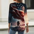 thumbnail image 4 of Women's 250th Anniversary USA Shirt Patriotic American Flag Print V-Neck Button 3/4 Sleeve T-Shirt, 4 of 5