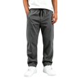 thumbnail image 2 of CONZONE Little Boys School Uniform Pants Straight Leg Flat Front Pants for Boys Drawstring Fall Trousers with Pockets, 2 of 7