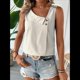 thumbnail image 4 of Blusa Informal Sin Mangas con Cuello en V Asimétrico y Estampado A Rayas para Mujer, Blusa de Verano Albaricoque L, 4 of 10