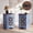 Blue, variant on YDN Narrow End Table with Charging Station Set of 2,Farmhouse Night Stand with Printed Glass Door & Adjustable Shelf,Wooden Nightstand for Small Spaces for Living Room Bedroom,White