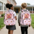 thumbnail image 4 of Xoenoiee Capybara Bow Strawberry Heart Print Backpack Daypack for Girls, Large Capacity 17 Inch School Bag Lightweight Portable Knapsack Shoulder Bookbag Rucksack Satchel for Student, 4 of 7
