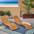 thumbnail image 2 of GDF Studio Lisbon Outdoor Acacia Wood Folding Chaise Lounge, Set of 2, Natural, 2 of 10