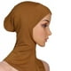 thumbnail image 3 of Hiyab para mujer, gorro elástico, pañuelo árabe musulmán para la cabeza, turbante islámico marrón., 3 of 4