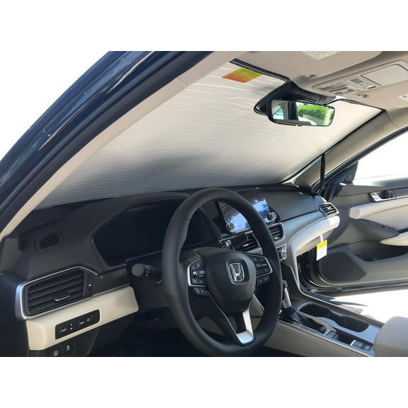 HeatShield, The Original Windshield Sun Shade, Custom-Fit for Honda Accord Sedan w/ Auto Dimming Rear View Mirror 2018, 2019, 2020, 2021, Silver Series