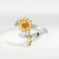 thumbnail image 4 of Womens Adjustable Rotating Sunflower Ring Zircon Inlaid Copper White Color Plated Durable Fashion Jewelry Gift, 4 of 8