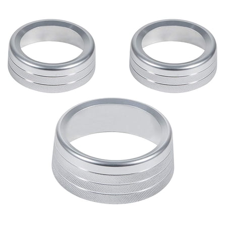 3 Pcs Knob Cover Car Ac Auto Knobs Ring Interior Accessories Decor Travel Silver