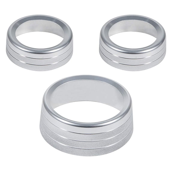 3 Pcs Knob Cover Car Ac Auto Knobs Ring Interior Accessories Decor Travel Silver