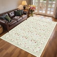 thumbnail image 3 of Washable Area Rug 5x7ft – Vintage Boho Floral Carpet, Non-Slip, Low Pile, Soft, Mark Resistant, Non-Shedding, Farmhouse Accent for Living Room, Bedroom, Dining Room – Beige, USA, 3 of 8