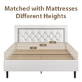 thumbnail image 4 of 4 EVER WINNER Queen Bed Frame, Upholstered Platform Bed with Headboard, White Queen Bed Frame, Diamond Design, White, 4 of 6