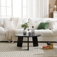 thumbnail image 2 of Guyou 32" Round Coffee Table, French Farmhouse Solid Wood Side Table, Modern Accent Table for Living Room Bedroom Office Sofa Side, Black, 2 of 7