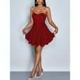thumbnail image 3 of Women's Red Strapless Sequin Dress – Sexy Bodycon Cocktail Party Gown for Valentine's Day Prom  Holiday Events, 3 of 6