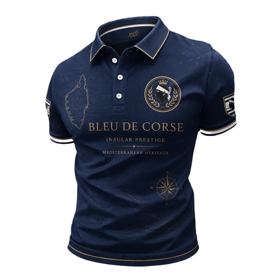 Mens Golf Polo Shirts Printed Short Sleeve Contrast Collared Casual Top