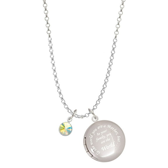 Delight Jewelry Crystal Clear AB Channel Drop To the World You are a Mother Locket Necklace
