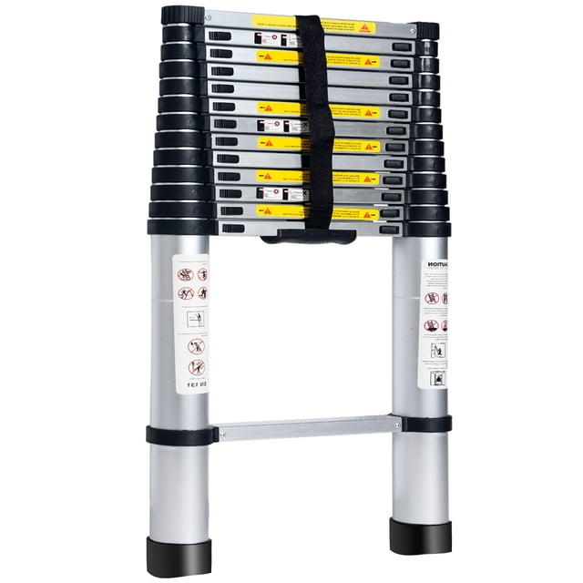 SogesPower 20.3 FT Aluminum Telescopic Extension Ladder,EN131 Standard,Multi Purpose Home Or RV Telescoping Ladder,Portable,Folding,with Non-Slip Feet,Silver