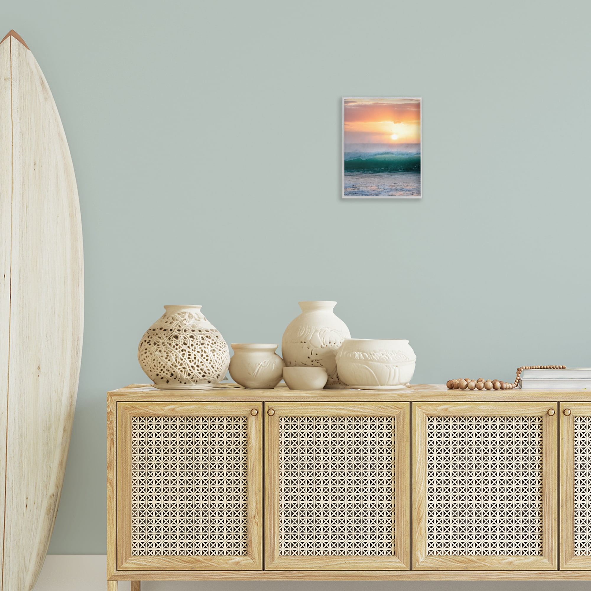 Stupell Industries Breaking Sea Wave Coastal Photography Gray Framed Art Print Wall Art, 11 x 14