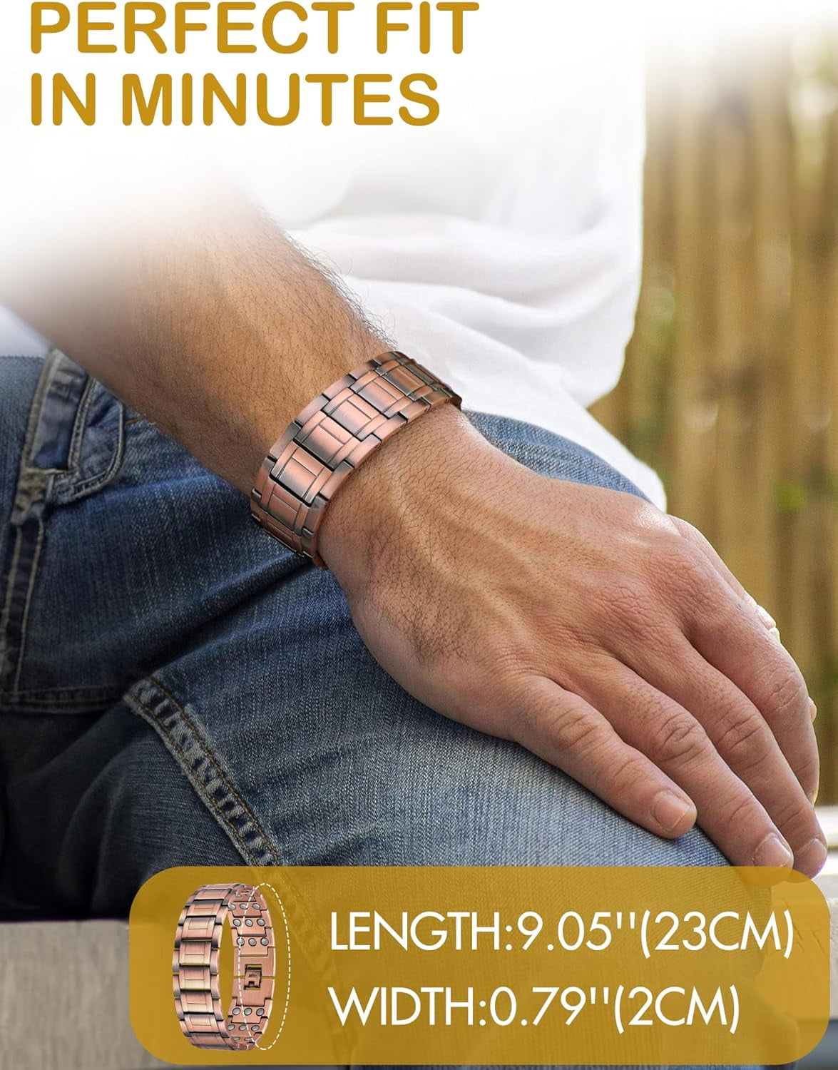 Wollet 3X Magnetic Copper Bracelet for Men,Bracelets, Adjustable Bracelet