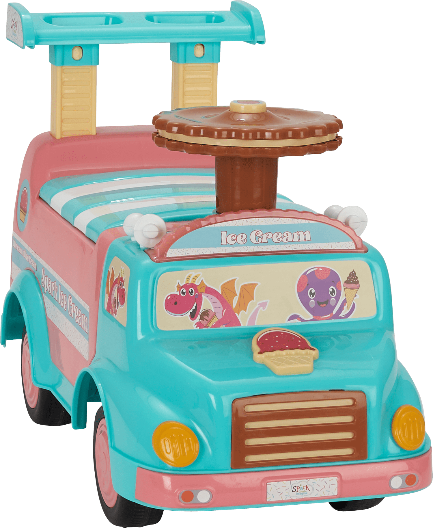 Spark Create Imagine Interactive Ice Cream Truck Push Ride-On Toy for Boys and Girls Ages 1-3 Years