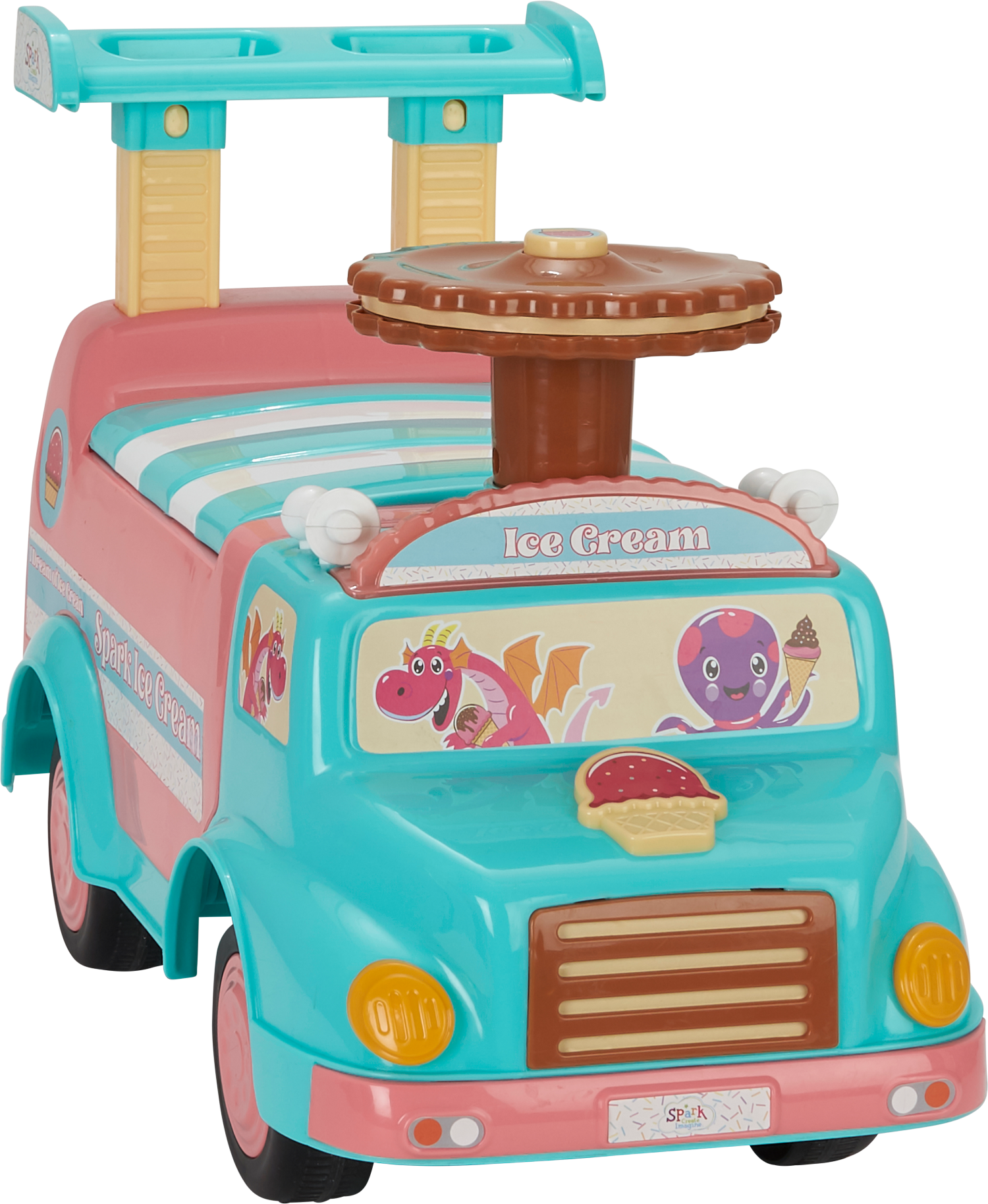Spark, Create, Imagine, Interactive Ice Cream Truck Push Ride on Toy, Boys and Girls Ages 1-3 Years - image 3 of 18