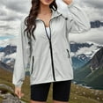 thumbnail image 4 of Windproof Hooded Rain Jackets For Women Lightweight Long Sleeve Zip Up Raincoat Water Resistant Packable Outerwear, 4 of 9