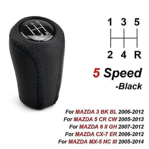 5/6 Speed Gear Shift Knob for MAZDA 3 BK BL 5 CR CW 6 II GH CX-7 ER MX-5 NC III MT Leather Lever Arm Stick Headball Accessory