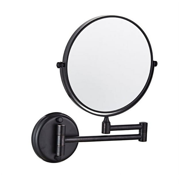 All copper bathroom makeup mirror folding telescopic wall hanging Beauty Mirror double-sided high-definition beauty without punching
