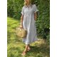thumbnail image 2 of Vestido camisero chouyatou para mujer, a rayas, midi, gris, 2 of 2