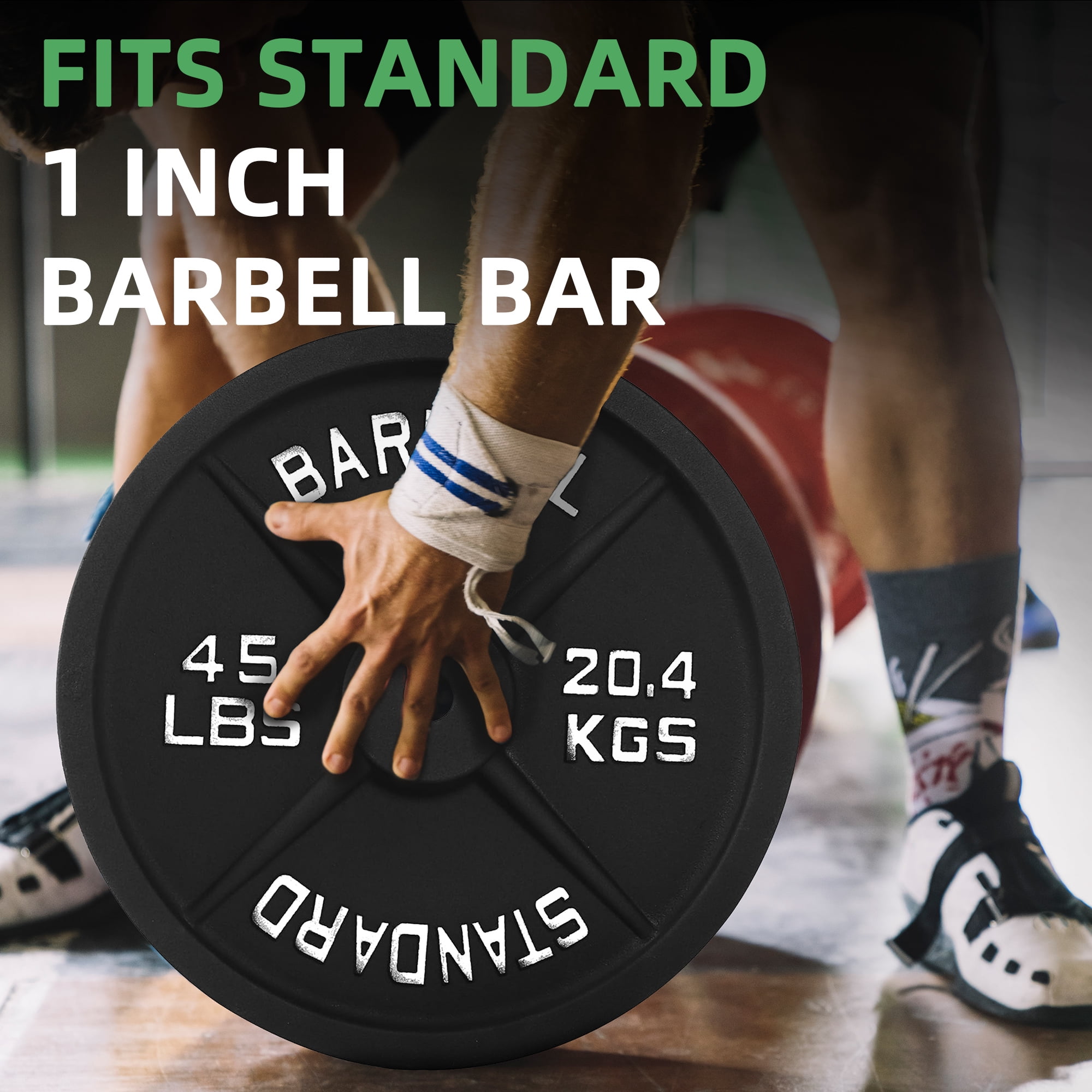 BalanceFrom Classic Cast Iron Weight Plates for Strength Training, 1-Inch, 45-Pound, Single