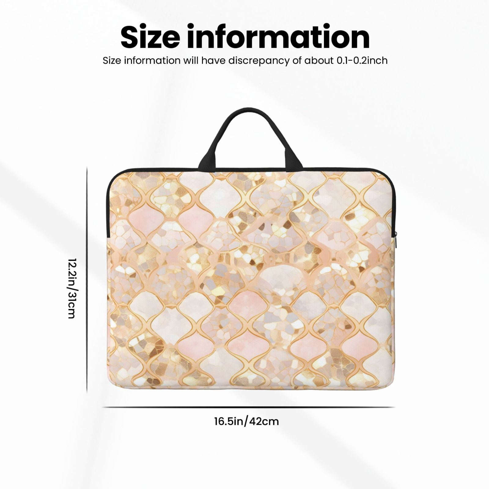 Laptop Sleeve Bag For Women Men 14inch Waterproof Durable Protective Computer Carrying Cover Handle Laptop Case Bag Rose Gold Leopard Print Animal Skin Texture_1