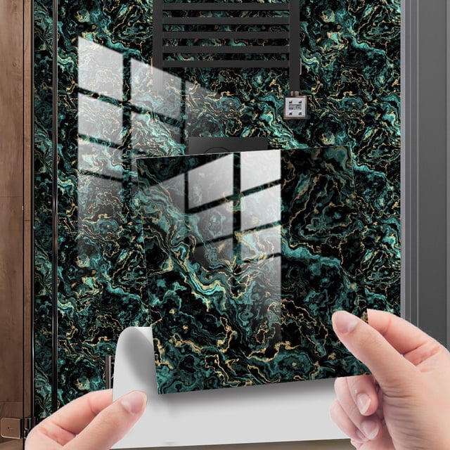 Palo de azulejo de película de cristal de grano de mármol de imitación verde de lujo claro