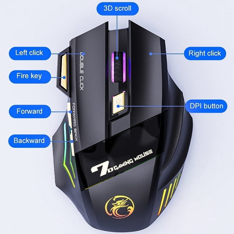 IMICE GW-X7 Wireless Gaming Mouse, 3200DPI, Bluetooth/2.4G, 7