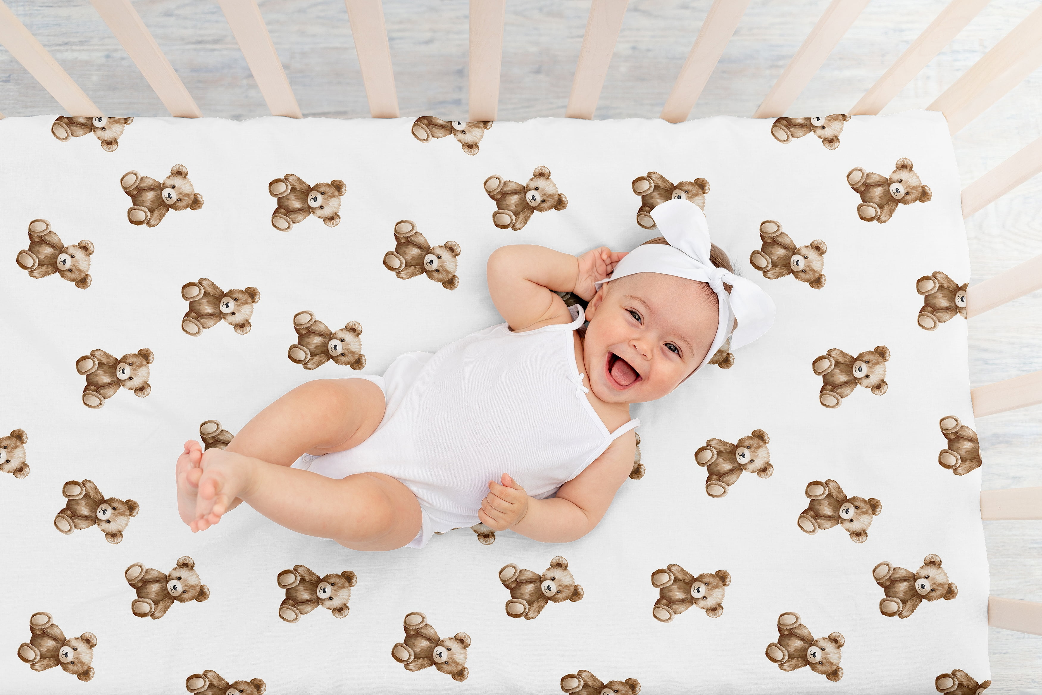 Sweet Jojo Designs Boho Teddy Bear Boy, Girl, Unisex/Gender Neutral Fitted Crib Sheet