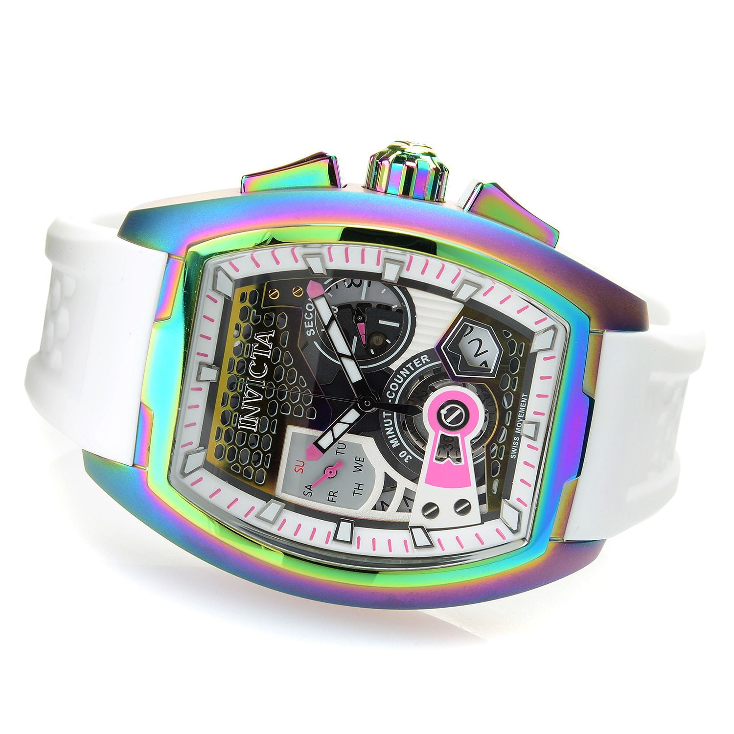 Invicta Men's Tonneau Diablo Swiss Quartz Silicone Strap Watch  Iridescent/White - Walmart.com