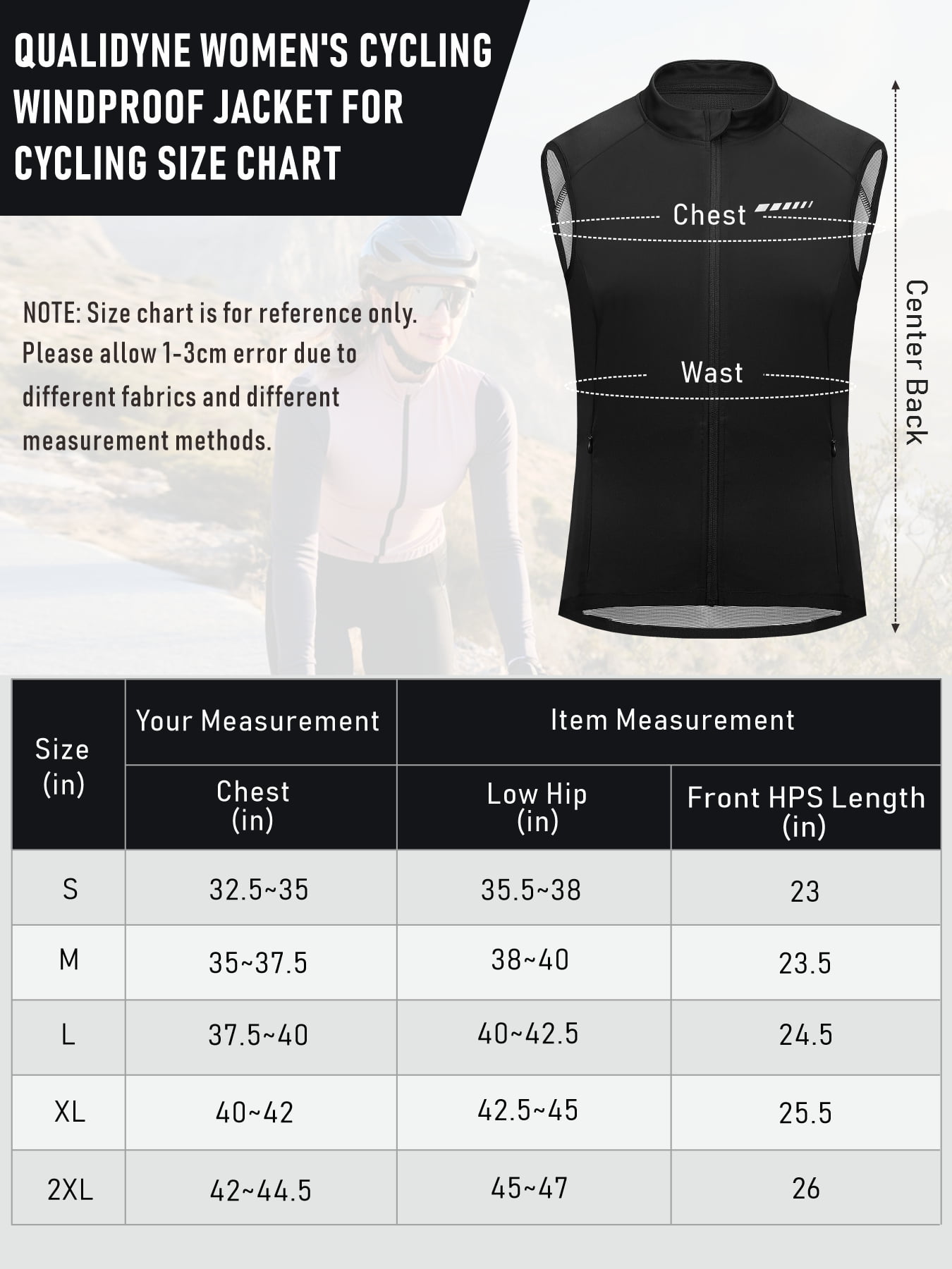 Leopatrix Women's Windproof Cycling Vest, Full-Zip Winter Sleeveless Bike Jacket with Zip Pockets for cycling 
,running,hiking