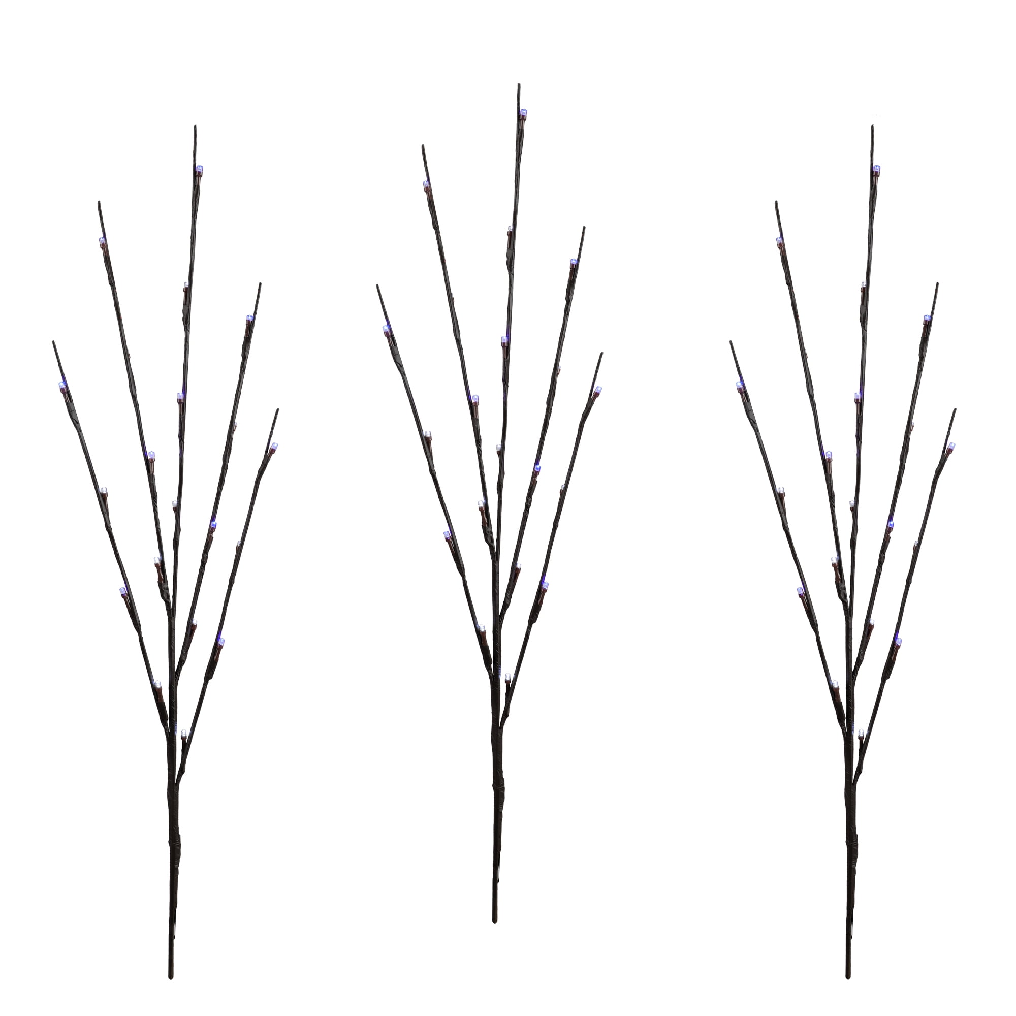 Holiday Time Lot de 3 Piquets Lumineux Scintillants, Bleu/ Blanc Froid