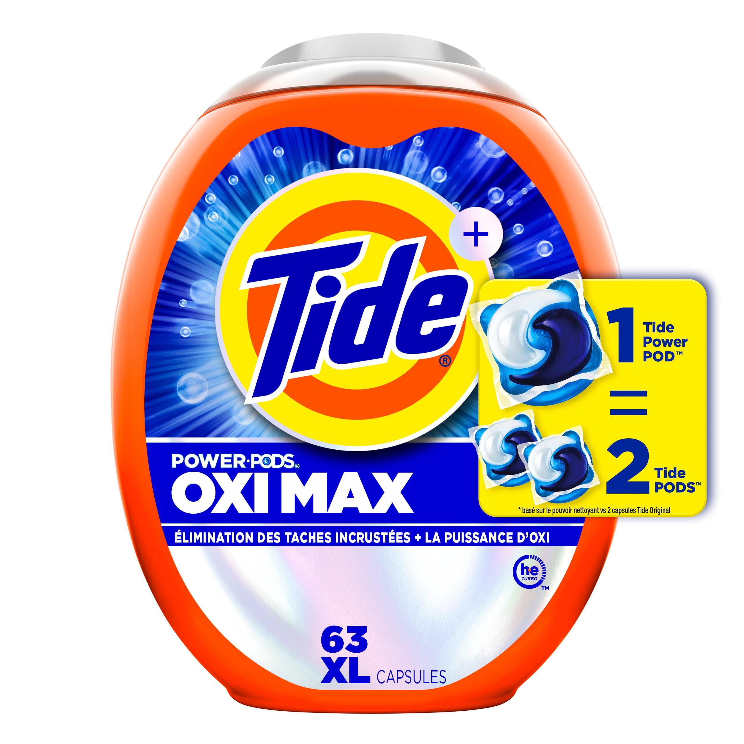 Tide Oxi Max Power PODS Laundry Detergent Pods, Stain Remover Plus Oxi Power, Detergent soap pacs for laundry washing, HE compatible, 3.96 Litres, 100 Wash Loads