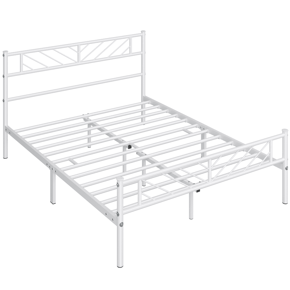 Renwick Justice Metal Platform Full Bed with Arrow Design, White, Adult