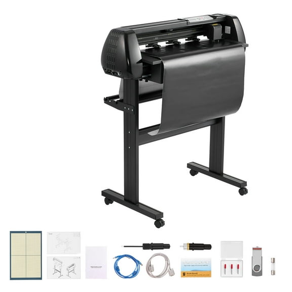 KFFKFF 28-Inch Vinyl Cutter Machine with Dual Blades, Adjustable Speed and Force, LED Display, and Signmaking Software for Windows and macOS Compatibility