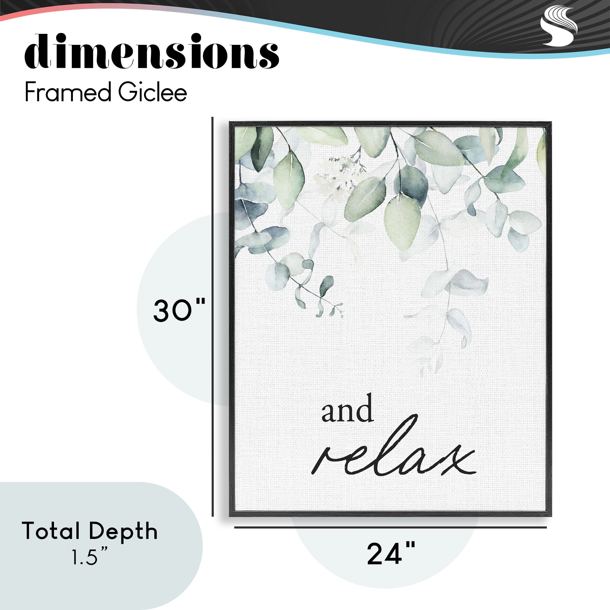 And Relax Minimal Herbs Black Framed Giclee Art, design by Lettered and Lined