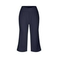 thumbnail image 4 of Lixiuxyad Baggy Wide Leg Pants Women's Cropped Pants Summer Casual Pants With Pockets Women's Casual Pants Blue, 4 of 6