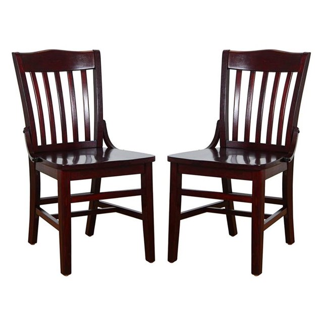 Chaise d'École en Acajou Noir (Lot de 2)