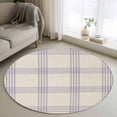 thumbnail image 2 of Purple Checkered Round Rug 3ft Washable Circle Entryway Rugs Non Slip Rustic Farmhouse Buffalo Plaid Area Rug Indoor Floor Carpet for Bedroom Kitchen Living Room Home Office Dining Room Nursery, 2 of 9