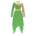 thumbnail image 4 of RUNQHUI Women's Liturgical Metallic Block Worship Praise Dance Dress Long Sleeve Latin Ballet Dance Dress Light Green M, 4 of 7