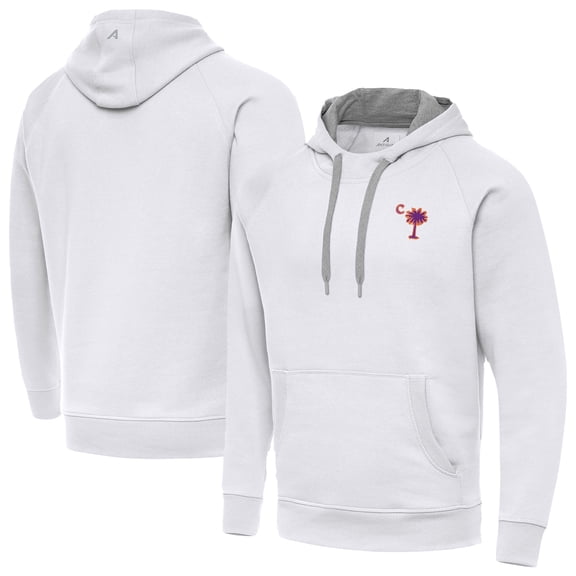 Men's Antigua  White Clemson Tigers Palmetto Series Victory Pullover Hoodie