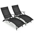 thumbnail image 2 of Costway 2PCS Patio Folding Lounge Chair Chaise Recliner Adjustable Stackable W/Armrest, 2 of 10