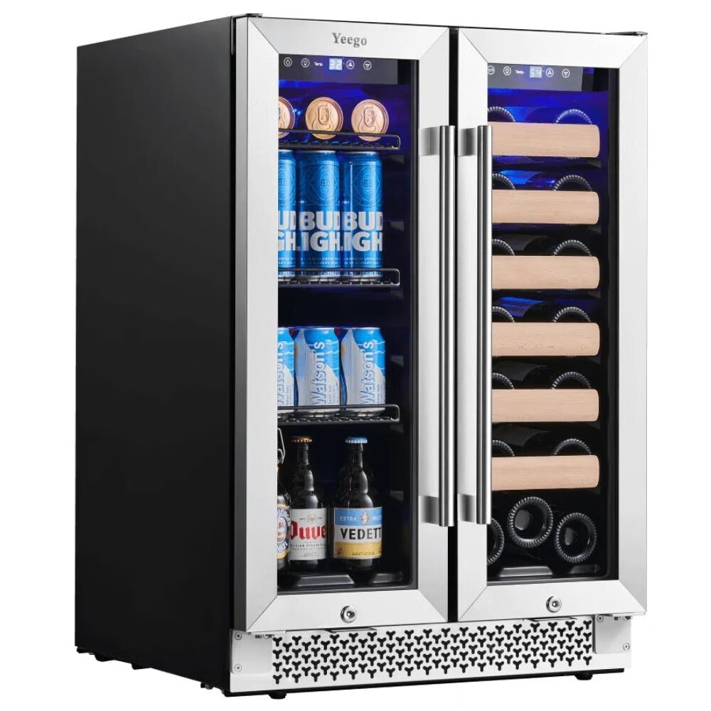 Yeego 24 Inch Wine And Beverage Refrigerator60 Cans And 20 Bottles Dual Zone Wine Fridge Cooler 4987