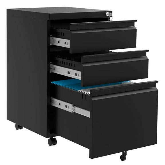 Arigeas Mobile File Cabinet with 3 Drawers, Lockable Under Desk Filing Storage Cabinet for Files Letter/Legal/A4 Size