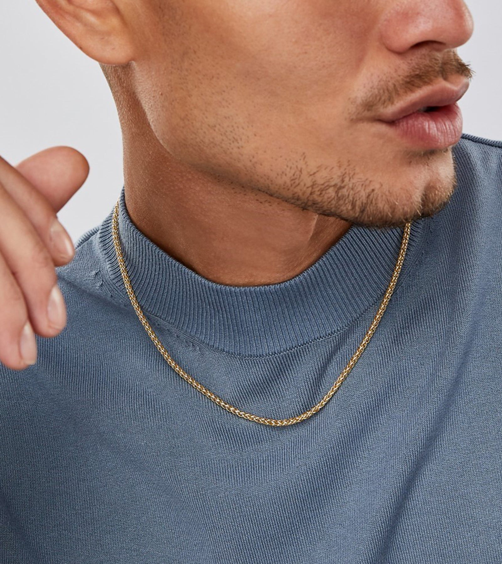 Jewelry Atelier Gold Chain Necklace Collection - 14K Solid Yellow Gold Filled Round Wheat/Palm Chain Necklaces for Women and Men with Different Sizes (2.5mm, or 3.2mm)